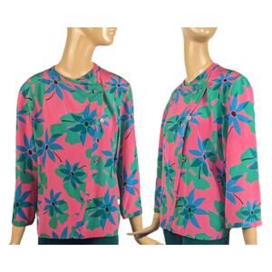 Salvatore Ferragamo designer‎ vintage silk floral blouse button up printed top